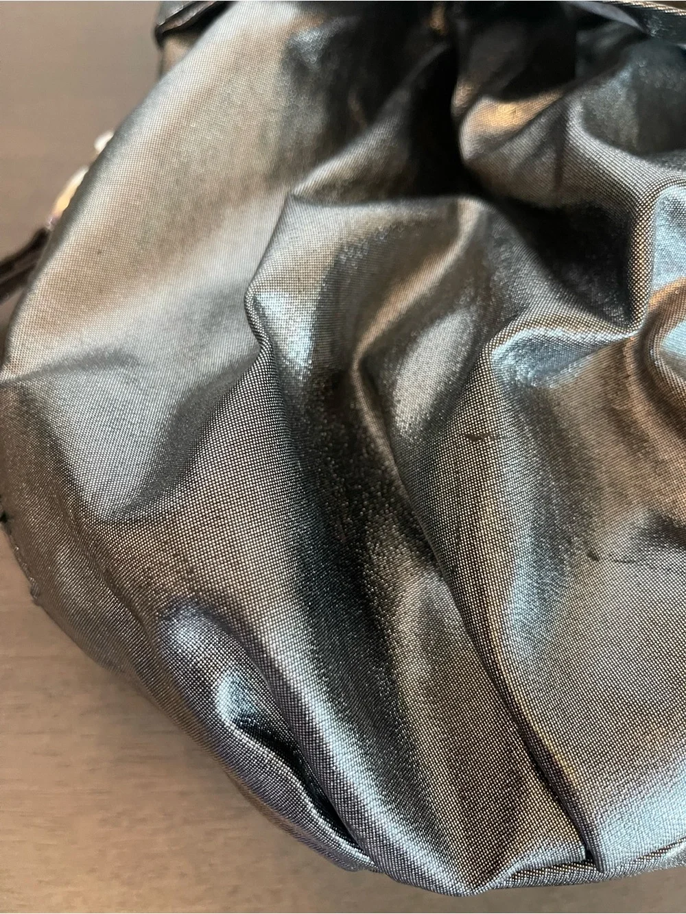 Elle Metallic Black Bow Shoulder Bag